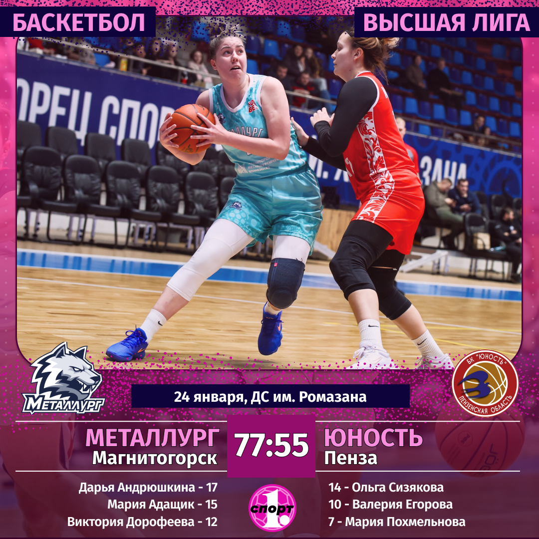 Баскетболистки «Металлурга» уверенно движутся к чемпионству в Высшей лиге Баскетболистки «Металлурга» уверенно движутся к чемпионству в Высшей лиге